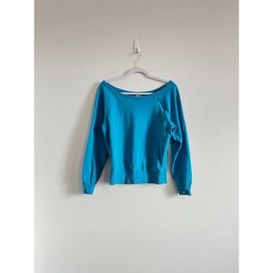 Nike 6.0 Blue Off-The-Shoulder Pullover Sweatshirt S Casual Preppy Beach Summer
